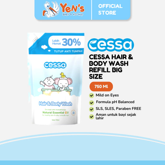 Cessa Hair & Body Wash Refill Big Size 750 Ml - Healthy Skin & Silky Smooth Hair