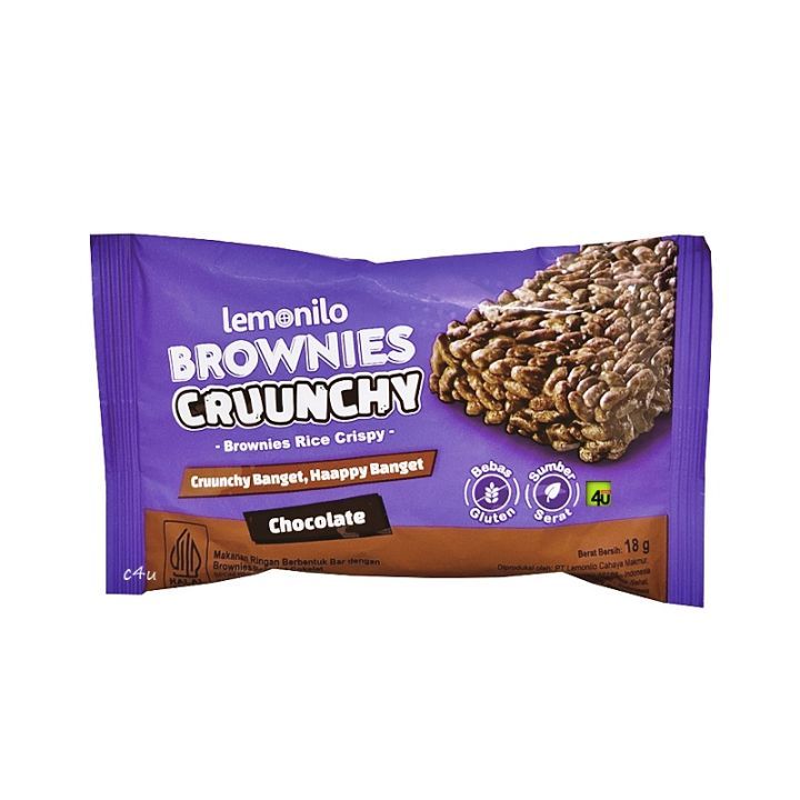 Lemonilo Brownies Cruunchy Milky Chocolate 18g - Bebas Gluten - Sumber Serat