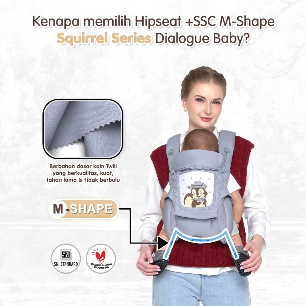 DIALOGUE BABY Gendongan Hipseat + SSC M Shape 9IN1 Squirrel Series DGG4339 - Gendongan Bayi