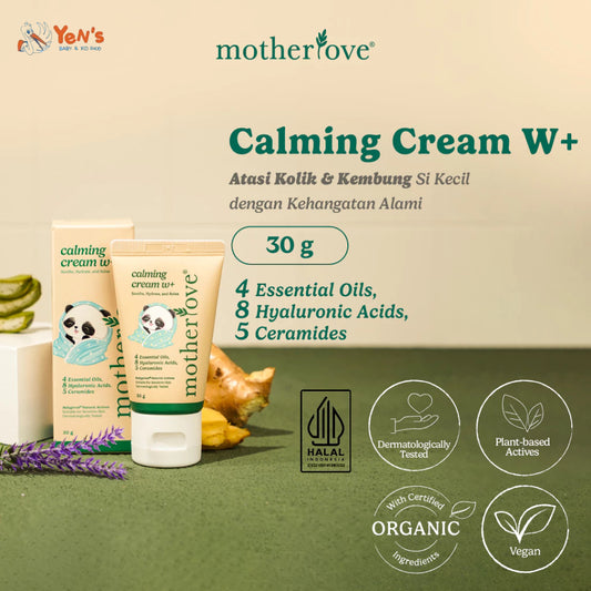 Motherlove Calming Cream W+ 30GR / Krim Kolik / Kembung Bayi - Krim Organik Aman untuk Bayi dan Anak