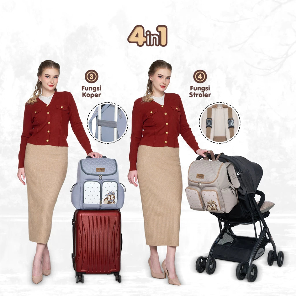 DIALOGUE BABY Tas Perlengkapan Bayi Ransel 4IN1 Squirrel Series DGT7338 / Tas Gendong