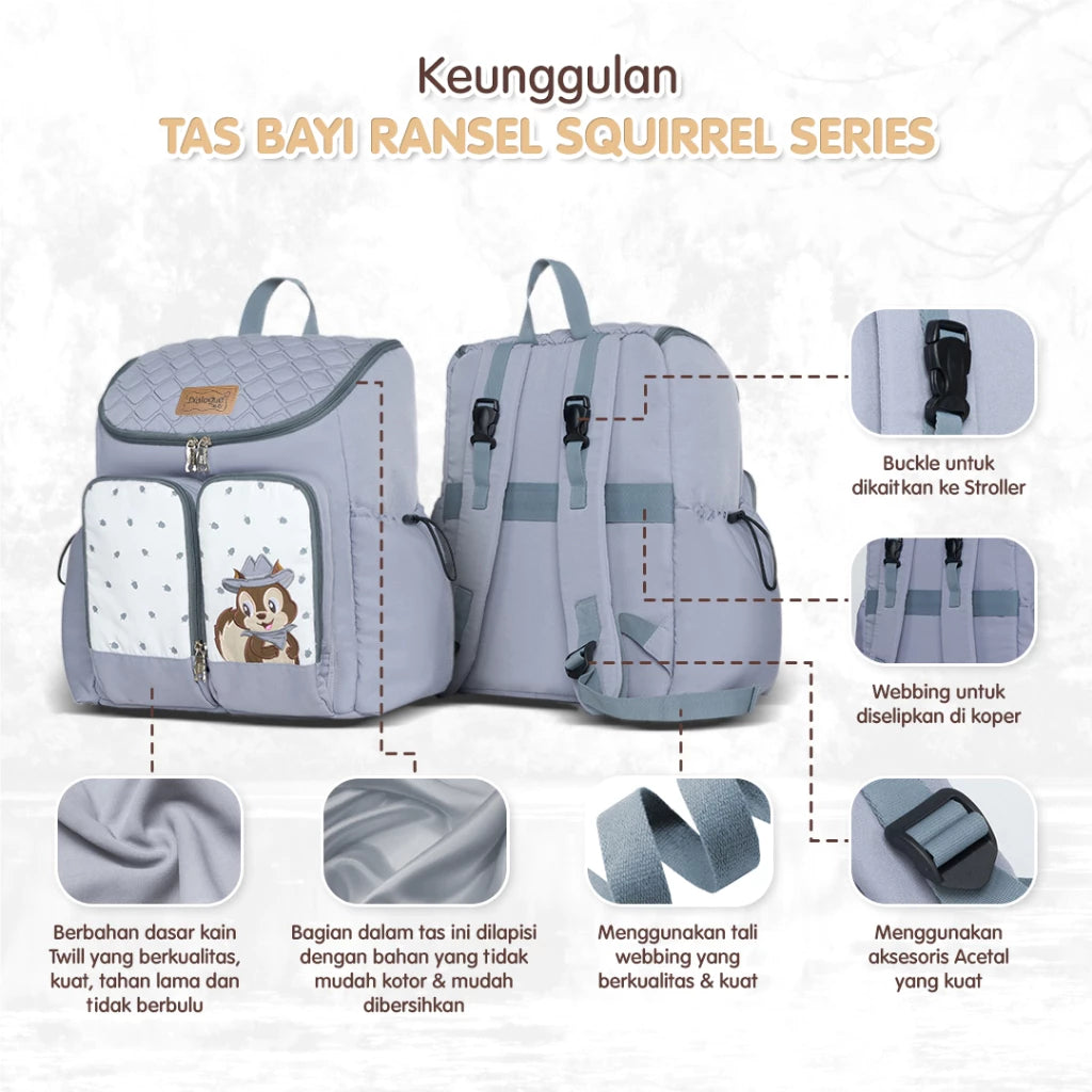 DIALOGUE BABY Tas Perlengkapan Bayi Ransel 4IN1 Squirrel Series DGT7338 / Tas Gendong