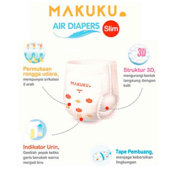 MAKUKU Air Diapers Tape Slim NB 28/ Popok Premium NB SAP Anti Gumpal