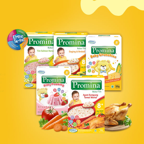 PROMINA Crunchies | Cemilan Pasta Mie Bubur Tim Nasi Tim Biskuit Pudding Bayi 6-12M