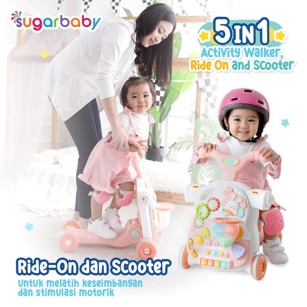 SUGARBABY 5in1 Activity Walker, Ride-On and Scooter/Push walker
