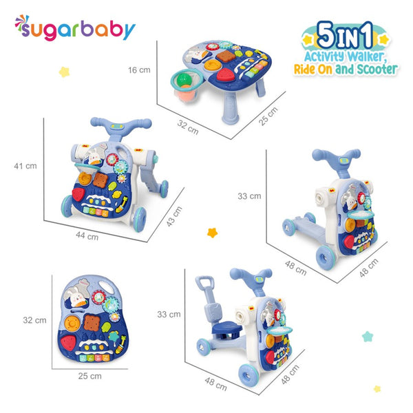 SUGARBABY 5in1 Activity Walker, Ride-On and Scooter/Push walker