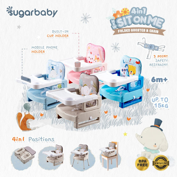 SUGARBABY 4in1 SitOnMe Folded Booster Seat & Chair / Kursi Makan Bayi