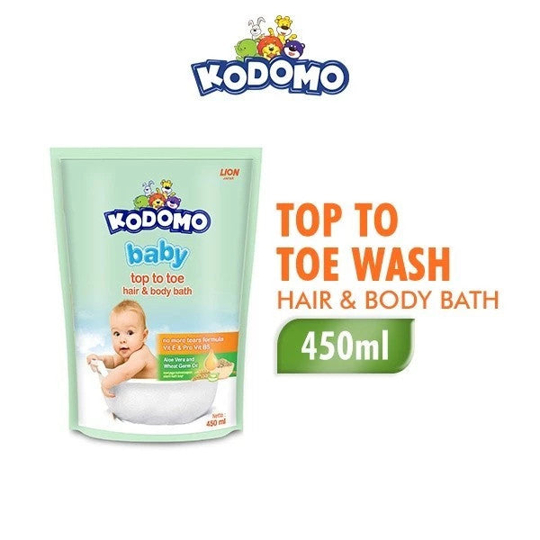 Kodomo baby Top To Toe Hair & body bath Refill 450 ml - Anti Bacterial