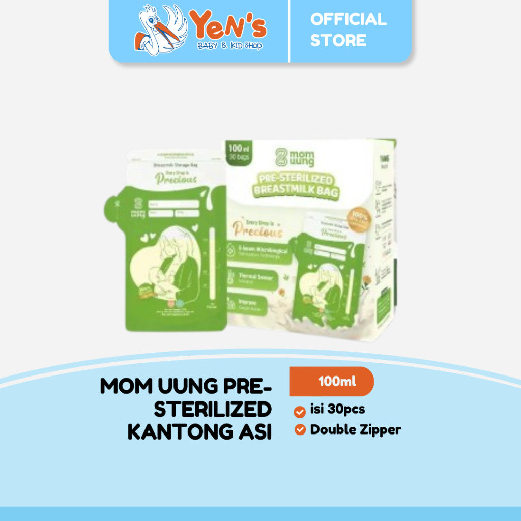 Mom Uung Pre-sterilized Breast Milk Bag 100ml (30 bags)Double Zipper - Ada Indikator Suhu