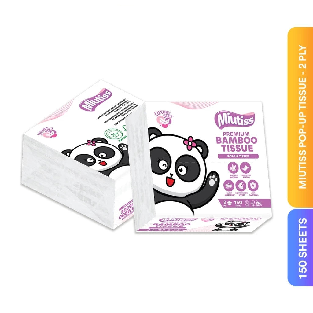 MIUTISS Premium Bamboo Tissue - Pop-Up Tissue 150’sheets (1pcs)