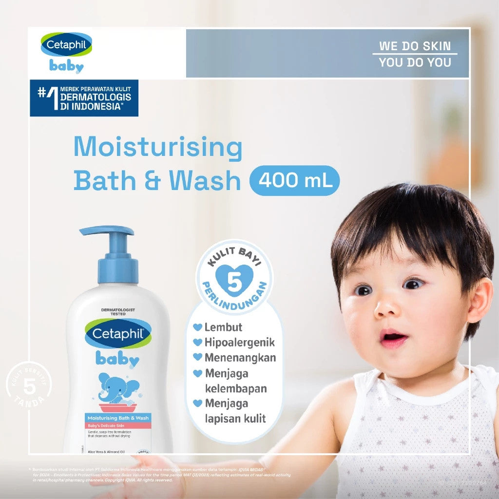 Cetaphil Baby Moist Bath & Wash 400ml Perawatan Sabun Mandi dan Shampo