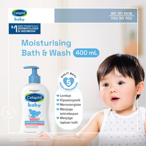 Cetaphil Baby Moist Bath & Wash 400ml Perawatan Sabun Mandi dan Shampo