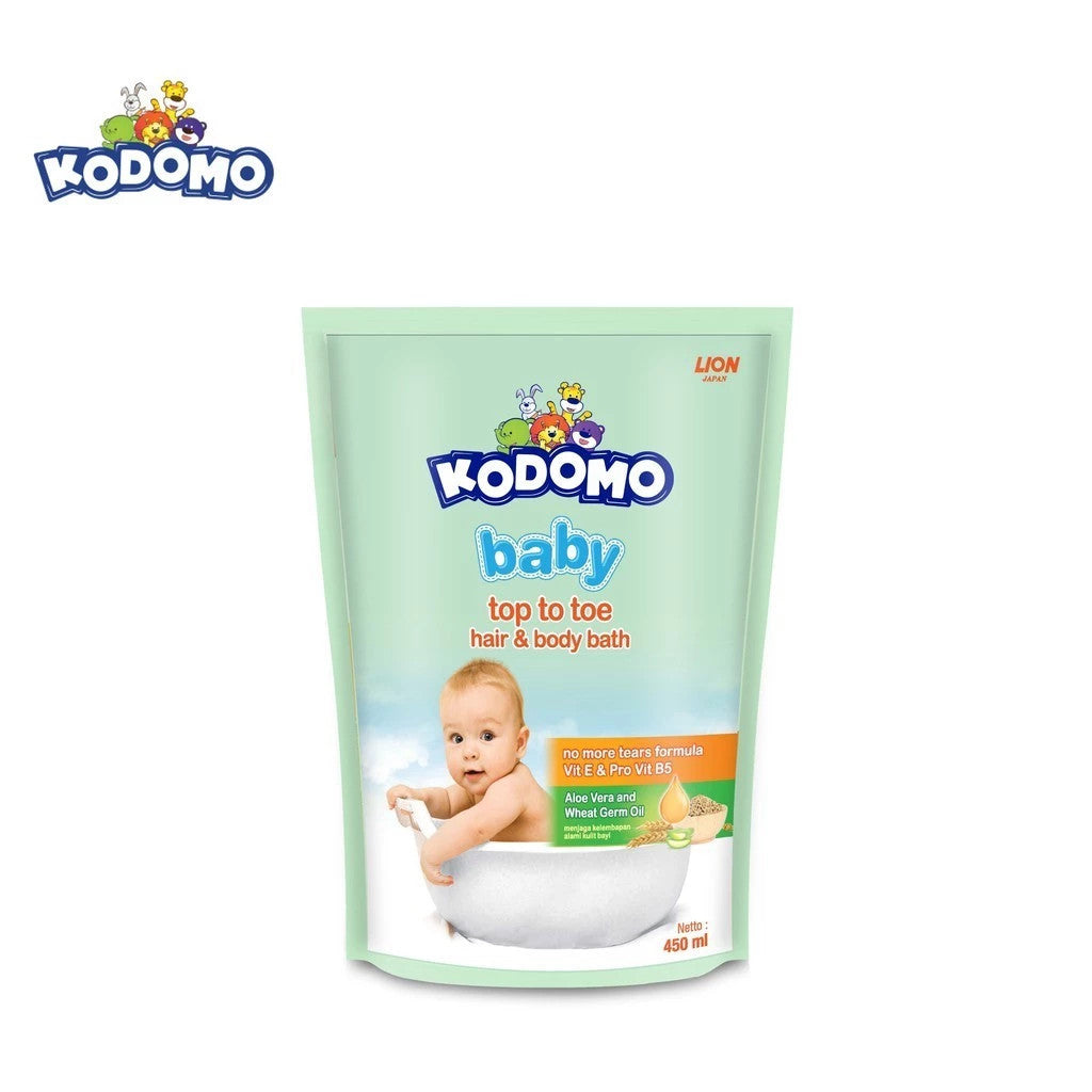 Kodomo baby Top To Toe Hair & body bath Refill 450 ml - Anti Bacterial