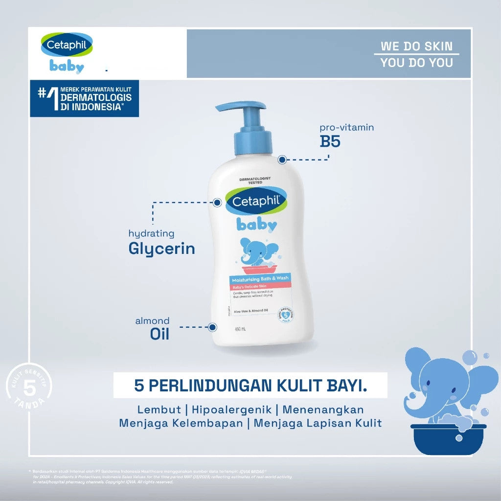 Cetaphil Baby Moist Bath & Wash 400ml Perawatan Sabun Mandi dan Shampo