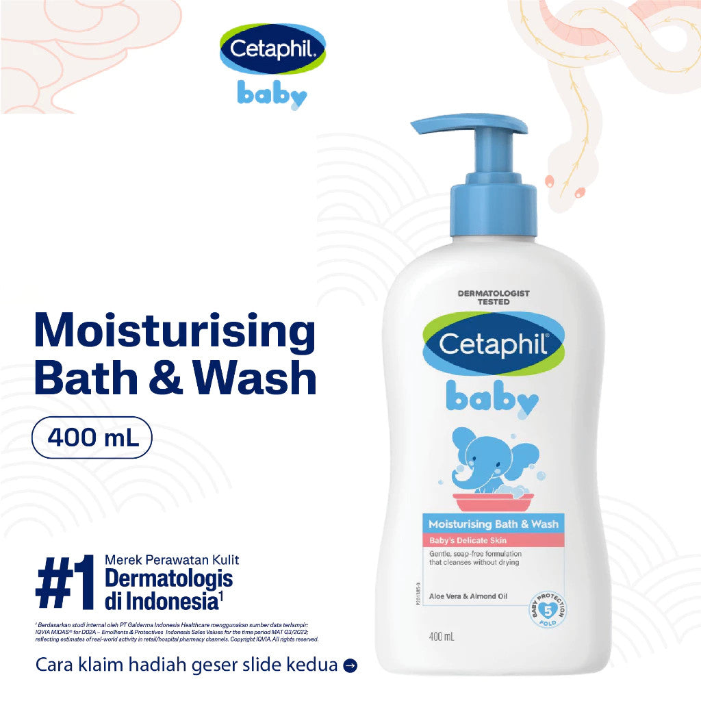 Cetaphil Baby Moist Bath & Wash 400ml Perawatan Sabun Mandi dan Shampo
