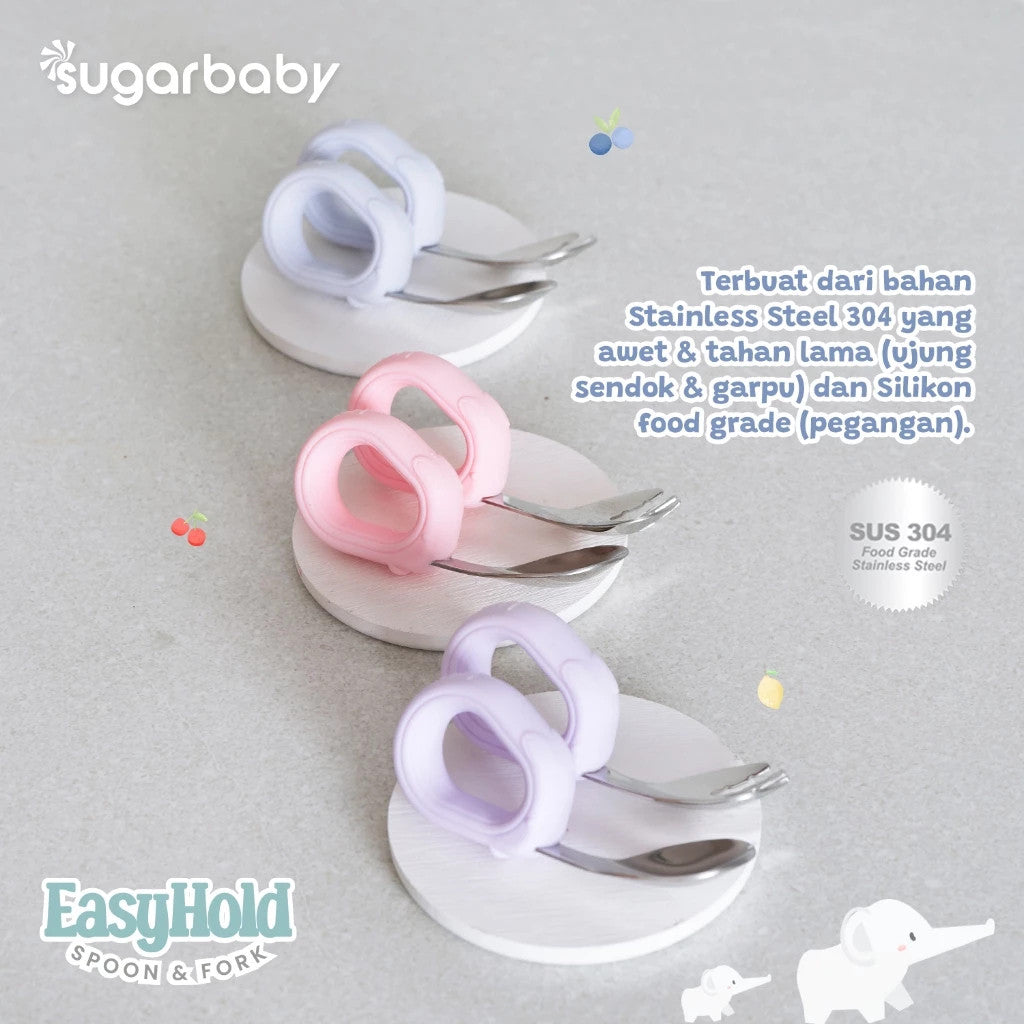 Sugarbaby Easy Hold Spoon & Fork / Sendok MPASI / Sendok Training Makan Bayi BPA FREE