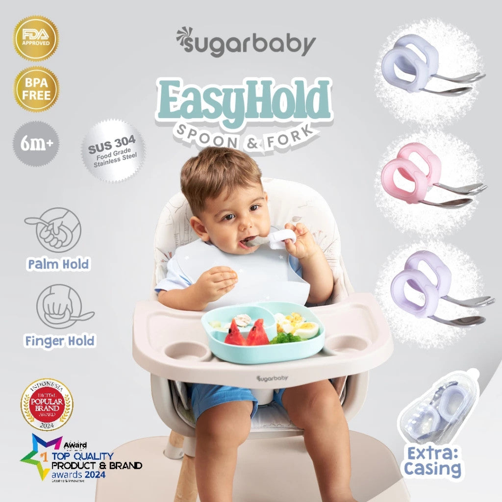 Sugarbaby Easy Hold Spoon & Fork / Sendok MPASI / Sendok Training Makan Bayi BPA FREE