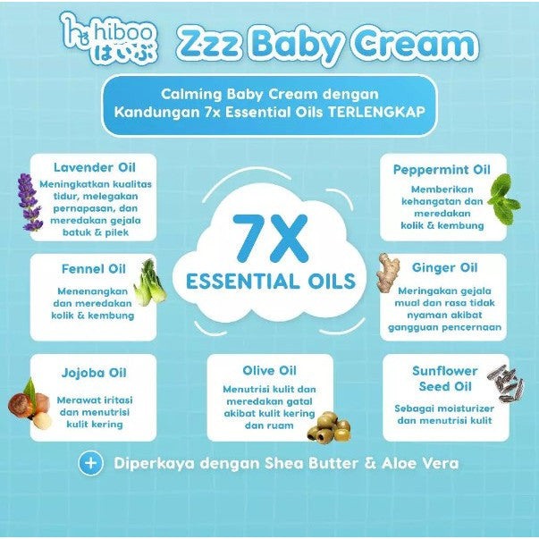 hiboo Deep Sleep Baby Cream 30g+15g 7X Essential Tidur & Kolik Calming Baby Cream Skincare Anak Bayi