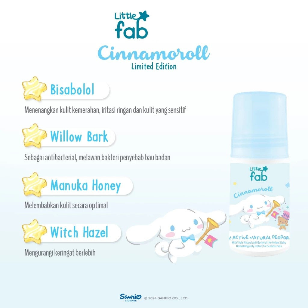 Little Fab Kids - Daily Active Natural Deodorant 50ml - Limited Edition Kuromi & Cinnamoroll