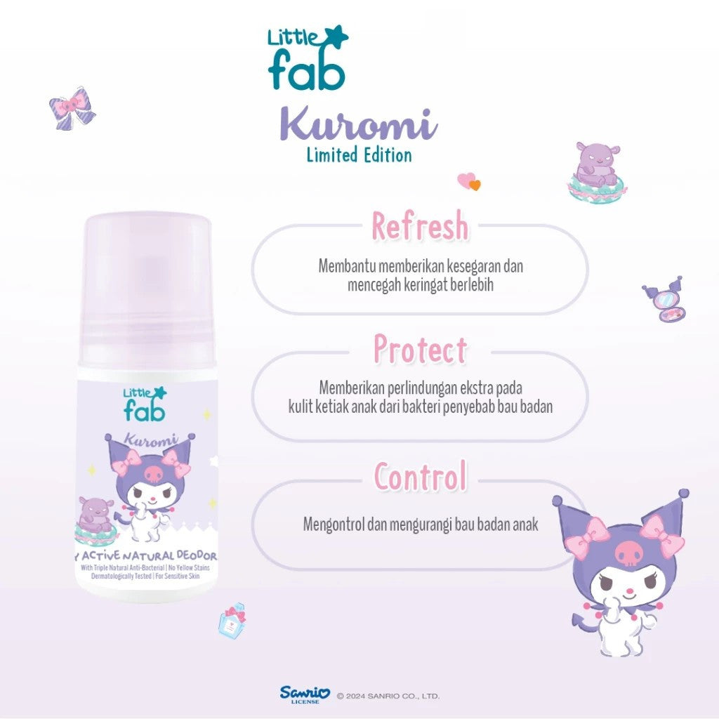 Little Fab Kids - Daily Active Natural Deodorant 50ml - Limited Edition Kuromi & Cinnamoroll