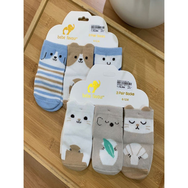 Bebe Favour 3 Pair Sock Boys - Kaos Kaki Bayi Laki Laki