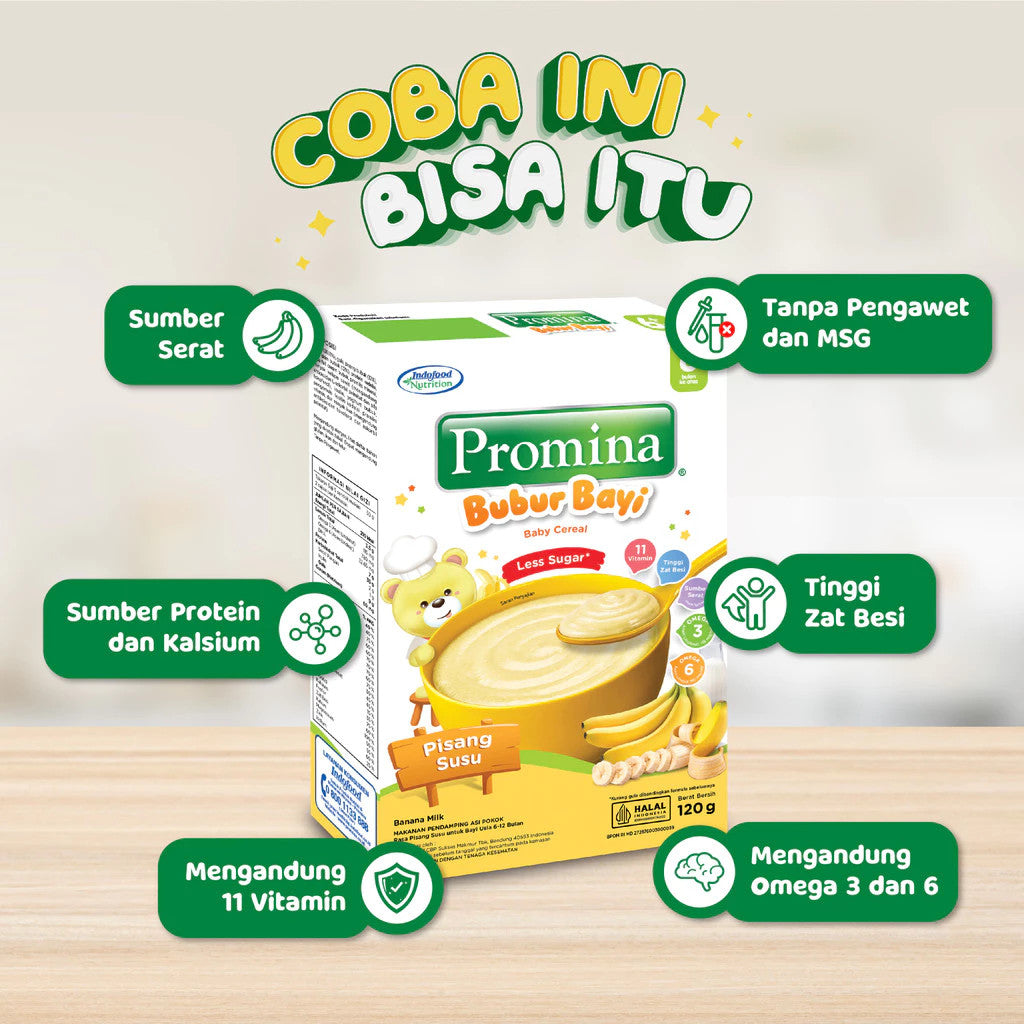 Promina Bubur Bayi 6+ Smooth Kacang Hijau Box 120 g / Promina Bubur Bayi 6+ Banana Milk Box 120 g