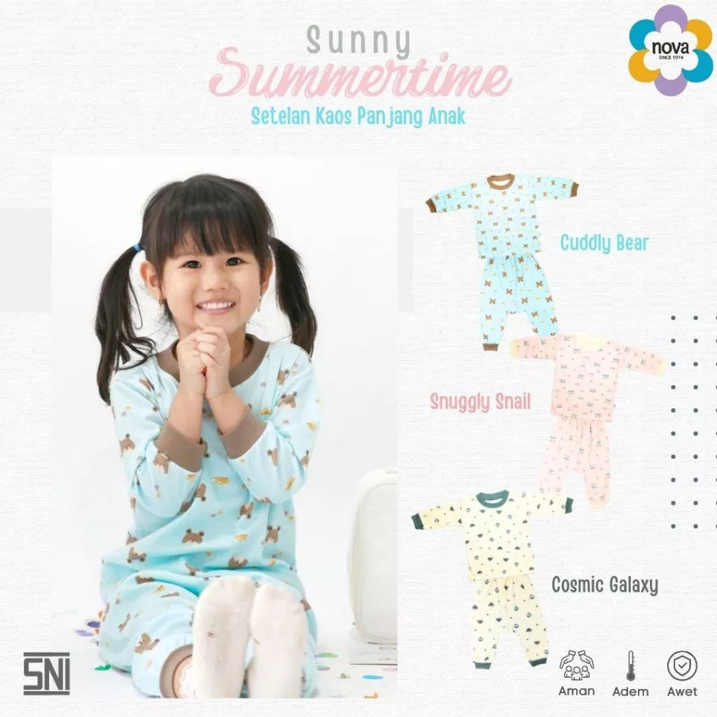 NOVA Sunny Summertime Series - Setelan Anak Kaos Panjang Anak 1-3 Tahun (1 Stel)