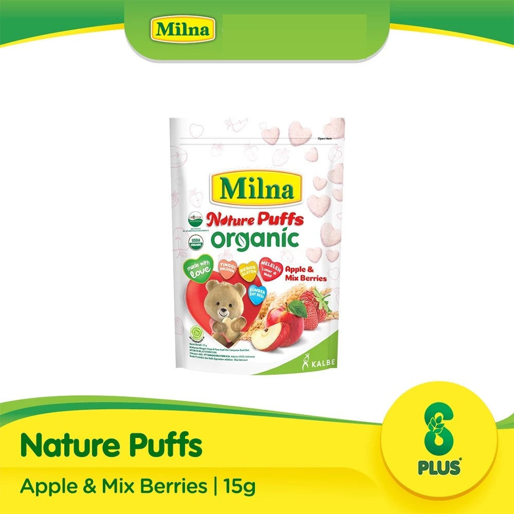 Milna Organic Nature Puffs - Camilan Bayi Bebas Gluten & Tinggi Kalsium