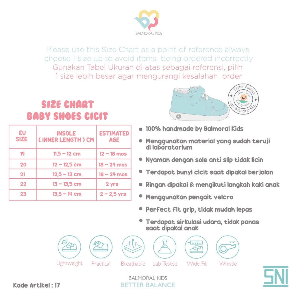 Sepatu Sandal Cicit Anak Girls Hello Kitty Usia 1 - 3 Tahun  Balmoral Kids KT-BBA47