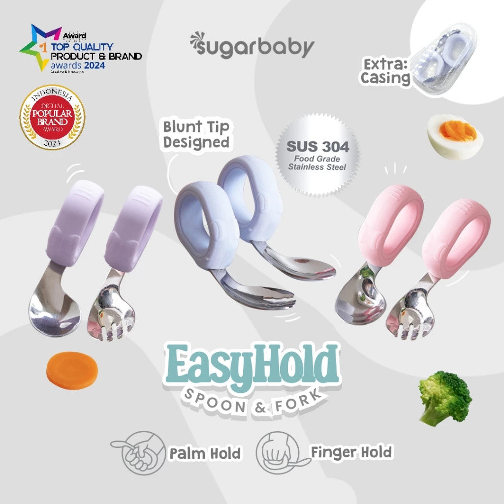 Sugarbaby Easy Hold Spoon & Fork / Sendok MPASI / Sendok Training Makan Bayi BPA FREE