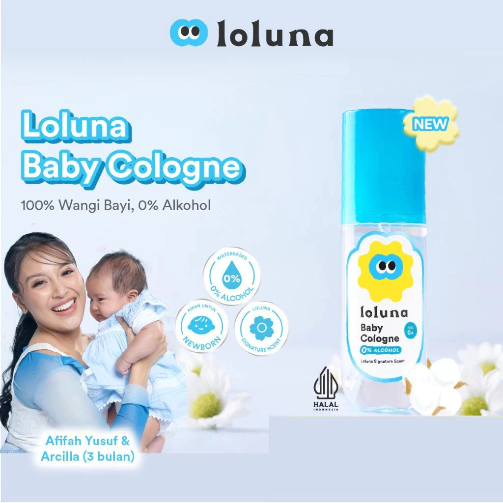 Loluna Baby Cologne 100ml-Parfum Bayi tahan lama untuk Kulit Sensitif-Non Alkohol/Aman untuk newborn