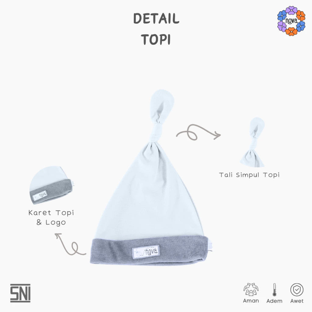 NOVA Brown Grey Series - Topi Bayi Newborn - Knot Hat (1 pcs)