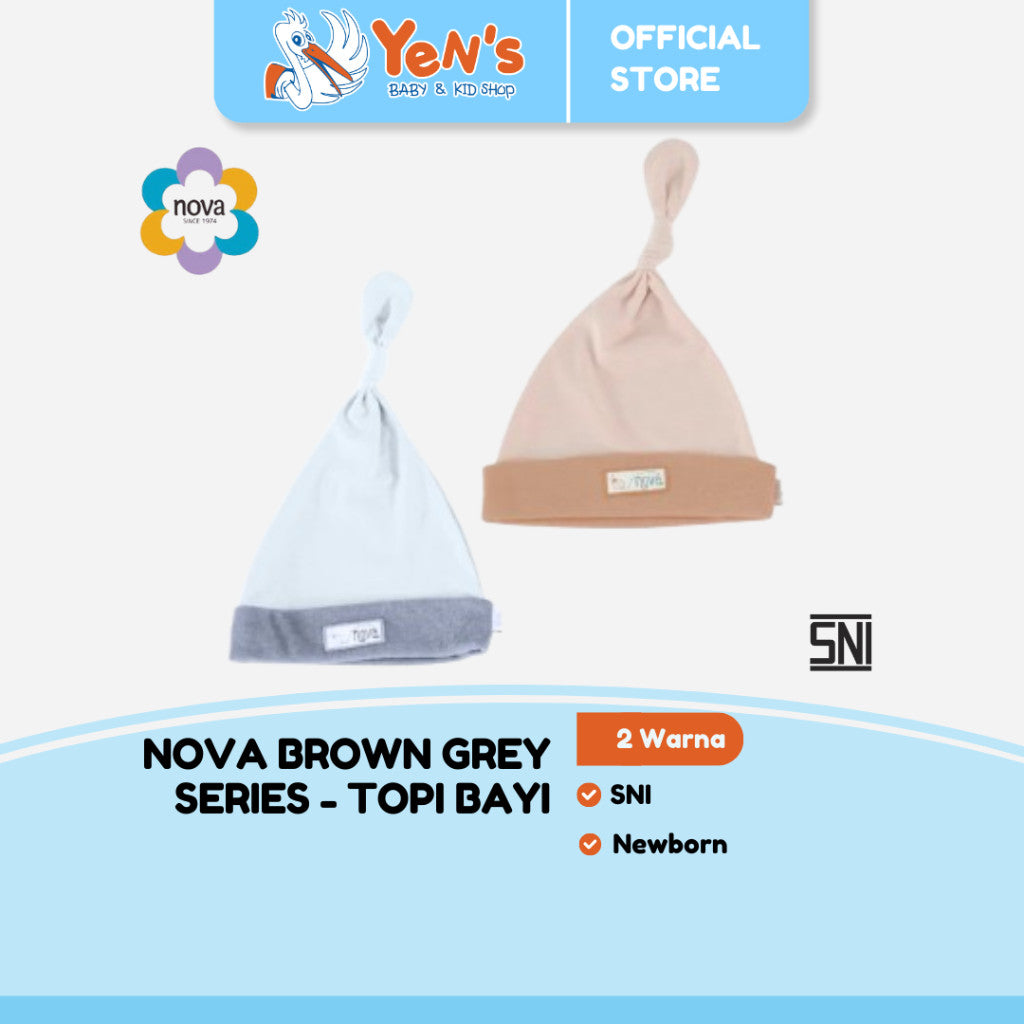 NOVA Brown Grey Series - Topi Bayi Newborn - Knot Hat (1 pcs)