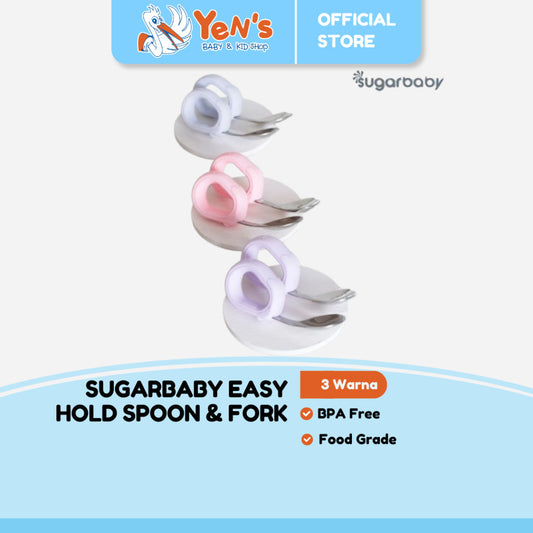 Sugarbaby Easy Hold Spoon & Fork / Sendok MPASI / Sendok Training Makan Bayi BPA FREE