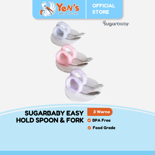Sugarbaby Easy Hold Spoon & Fork / Sendok MPASI / Sendok Training Makan Bayi BPA FREE