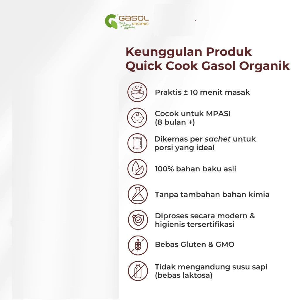 GASOL Quick Cook Bubur Beras Organik Makanan Bayi MPASI 100gr