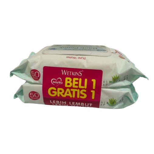 Wetkins Wipes Ganti Popok Bayi 50 Sheet - NON ALKOHOL