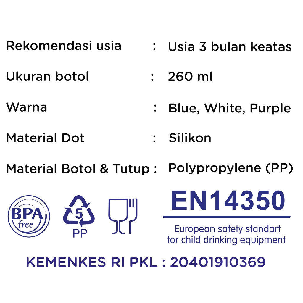 BabySafe WN12 Feeding Glitter Bottle 260 ml / Botol Susu