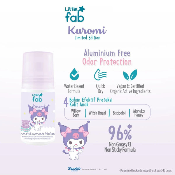 Little Fab Kids - Daily Active Natural Deodorant 50ml - Limited Edition Kuromi & Cinnamoroll