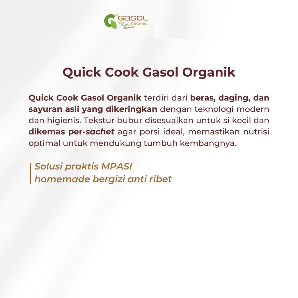 GASOL Quick Cook Bubur Beras Organik Makanan Bayi MPASI 100gr