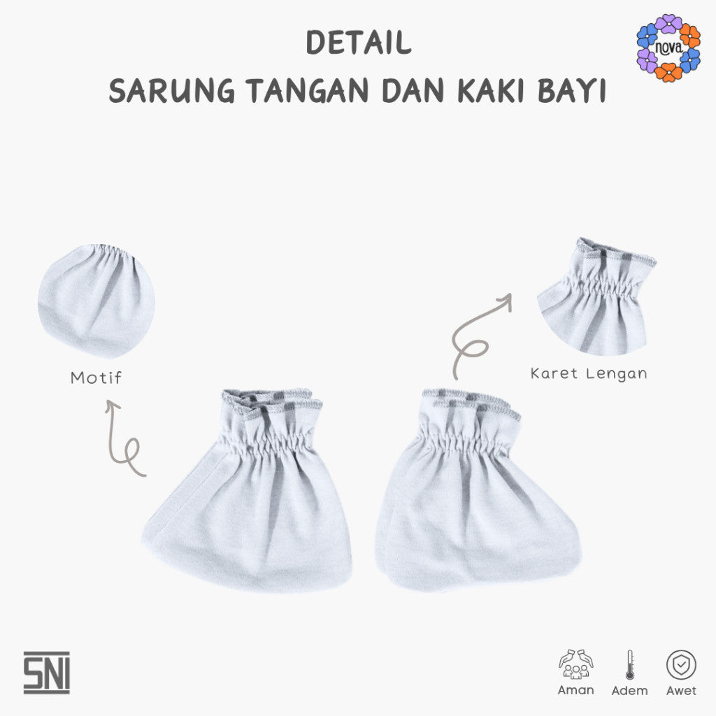 NOVA Brown Grey Series - Sarung Tangan dan Sarung Kaki Bayi (1 Pack) Newborn
