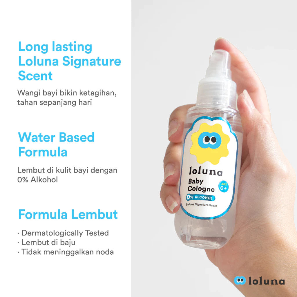 Loluna Baby Cologne 100ml-Parfum Bayi tahan lama untuk Kulit Sensitif-Non Alkohol/Aman untuk newborn