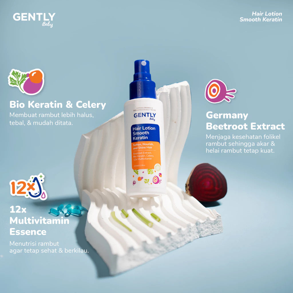 Gently Hair Lotion Smooth Keratin with Celery, Beetroot Extract, & Candlenut Oil 100 ML