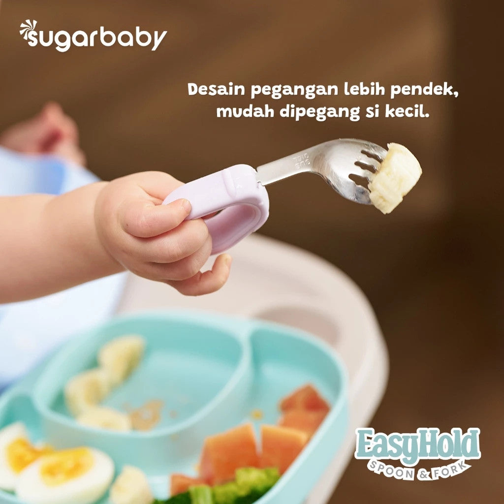 Sugarbaby Easy Hold Spoon & Fork / Sendok MPASI / Sendok Training Makan Bayi BPA FREE