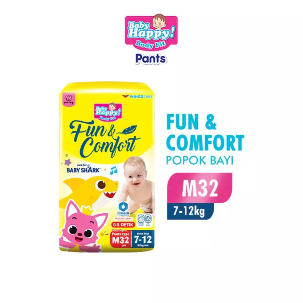 Baby Happy Pants Popok Celana Pinkfong Baby Shark M 32 , L28