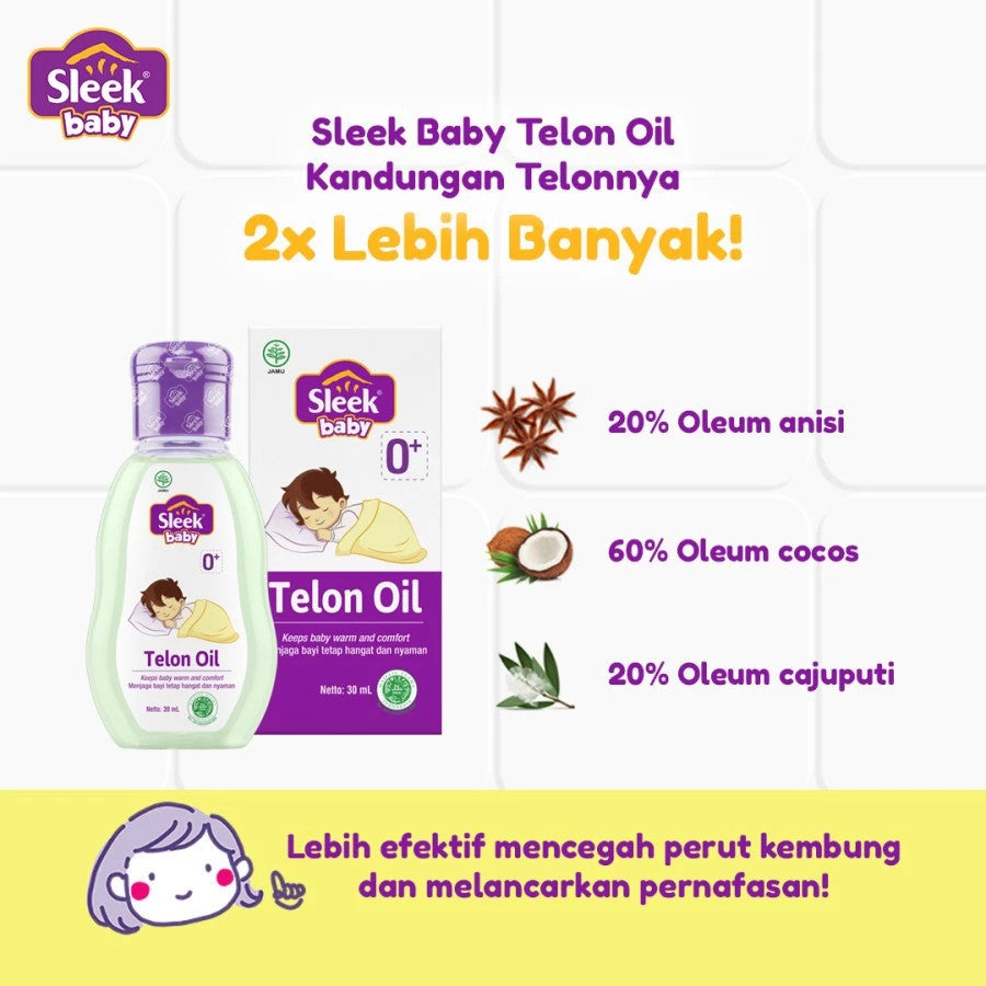 Sleek Baby Telon Oil 70ml - Memberikan kehangatan yang pas