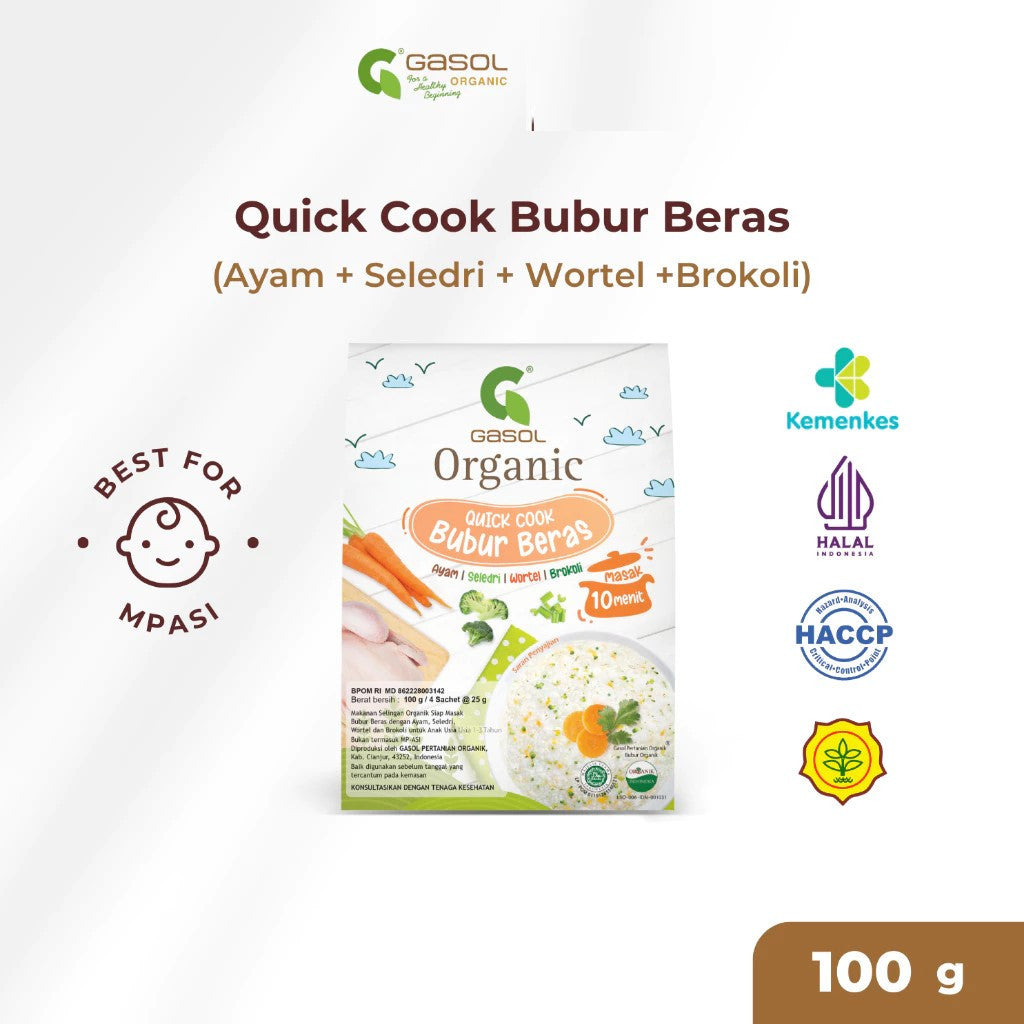 GASOL Quick Cook Bubur Beras Organik Makanan Bayi MPASI 100gr