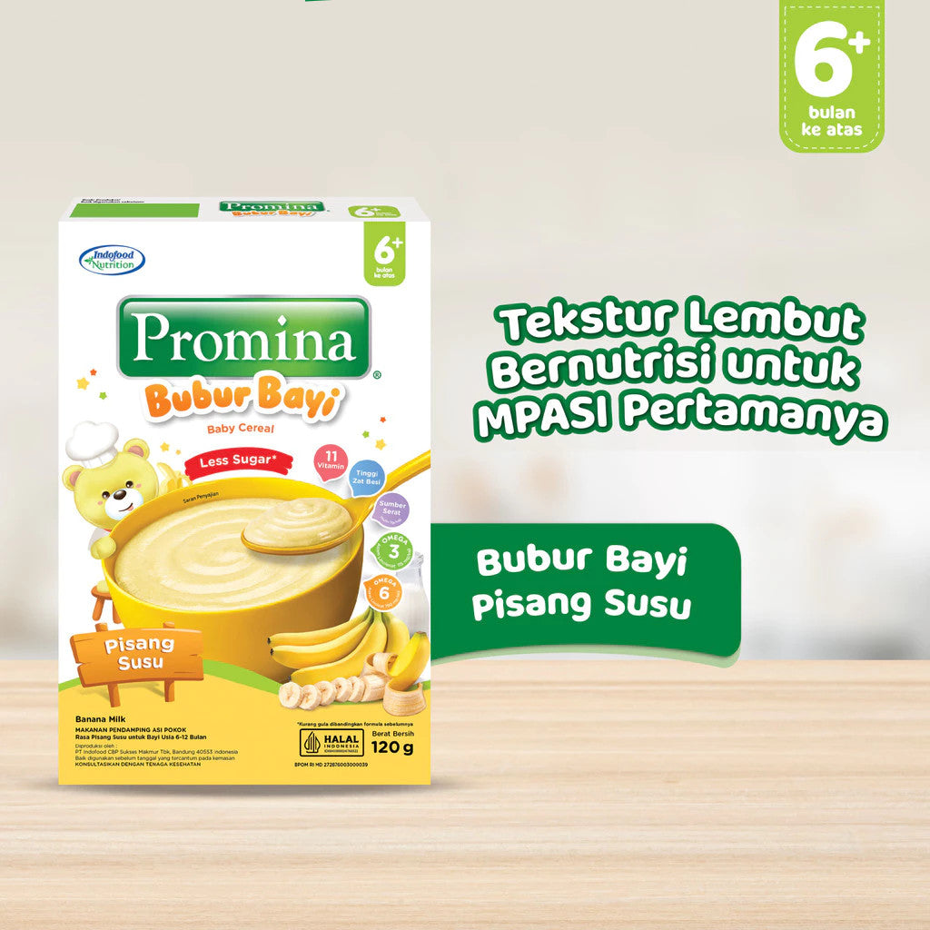 Promina Bubur Bayi 6+ Smooth Kacang Hijau Box 120 g / Promina Bubur Bayi 6+ Banana Milk Box 120 g