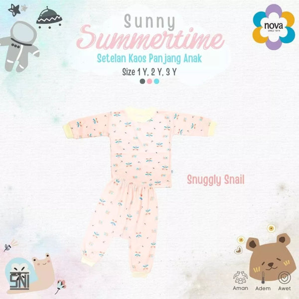 NOVA Sunny Summertime Series - Setelan Anak Kaos Panjang Anak 1-3 Tahun (1 Stel)